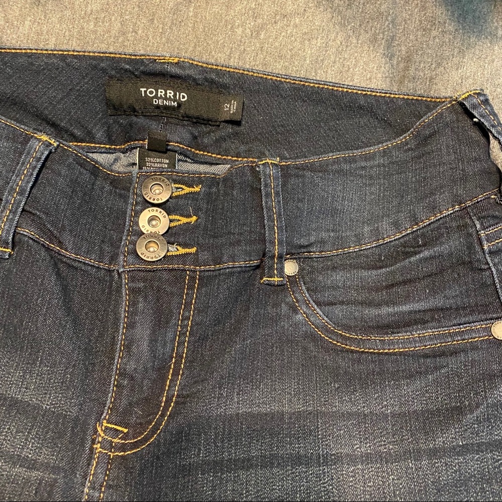 Torrid high-waist denim shorts with buttons